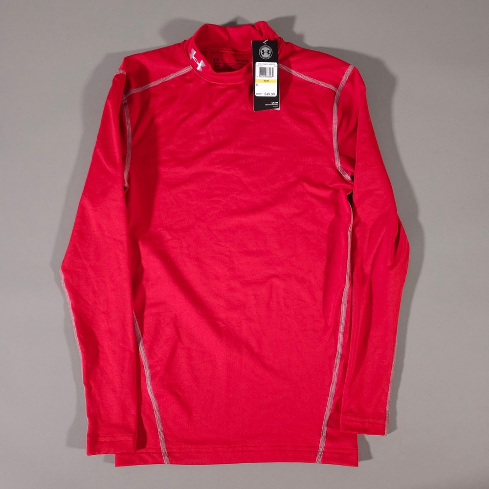 Under Armour ColdGear Compression Shirt Mens Medium Red Mock Neck 1265648-600